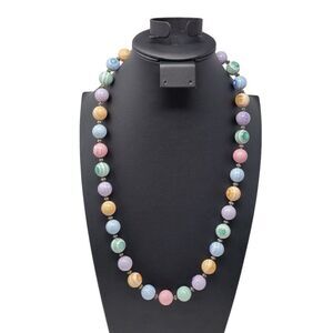 Vintage 80s Pastel Candy Beaded Opera Necklace‎ Swirl Colorful Whimsical Preppy